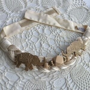 Vintage Elephant Boho Rope Belt Carolyn Tanner Safari Statement 35”